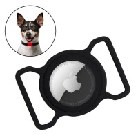 Silicone flexible cover pet dog cat collar loop case for Apple AirTag black