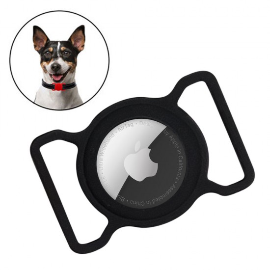 Silicone flexible cover pet dog cat collar loop case for Apple AirTag black