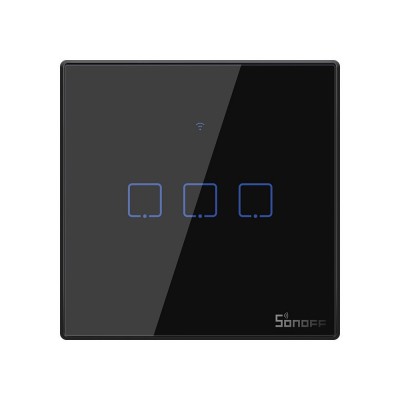 Sonoff T3EU3C-TX three-channel touch Wi-Fi wireless wall smart switches RF 433 MHz black (IM190314020)