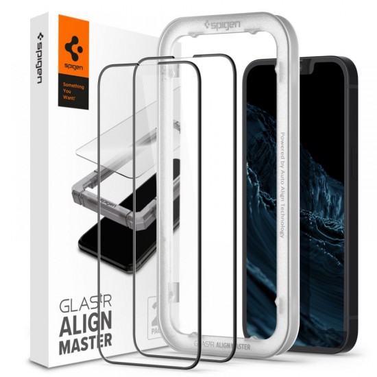 Spigen ALM Glass FC 2pcs Tempered Glass for iPhone 13 Pro / iPhone 13 Full Screen with Black Frame