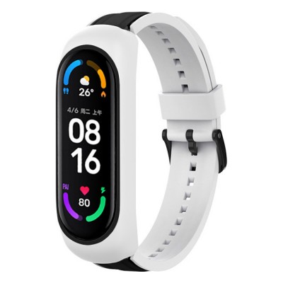 Strap Dual Color replacement band strap for Xiaomi Mi Band 6 / 5 / 4 / 3 White and black