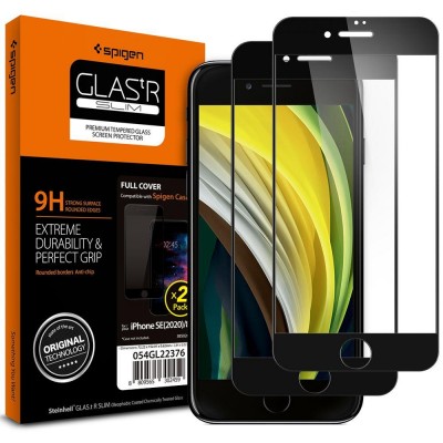 TEMPERED GLASS SPIGEN GLASS FC 2-PACK IPHONE 7/8 / SE 2022 / SE 2020 BLACK