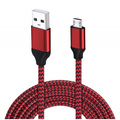  Braided USB 2.0 to micro USB Cable Κόκκινο 1m (Nylon)