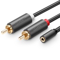 Ugreen 3,5 mm mini jack (female) - 2RCA (male) audio cable 25 cm gray (AV102 10561)