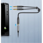 Ugreen 3,5 mm mini jack (female) - 2x 3,5 mm mini jack (male - microphone, headphones) AUX cable black (AV140 20899)