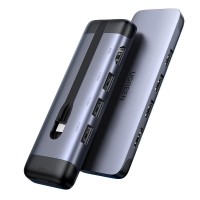 Ugreen 5w1 multifunctional HUB USB Typ C - HDMI / 2x USB 3.2 Gen 1 (5 Gbps) / RJ45 Ethernet 1000 Mbps Gigabit  / USB Typ C Power Delivery 20 V 5 A gray (70508 CM287)