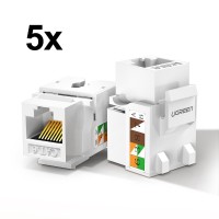 Ugreen 5x unshielded network modules Ethernet Cat 6 8P8C RJ45 1000 Mbps 568A/B white (80179 NW143)