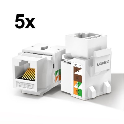 Ugreen 5x unshielded network modules Ethernet Cat 6 8P8C RJ45 1000 Mbps 568A/B white (80179 NW143)
