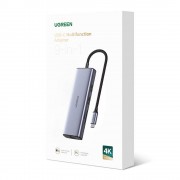 Ugreen 9in1 multi-functional HUB USB Type C card reader - 2x USB 3.2 Gen 1 / 1x USB 2.0 / 2x HDMI 4K 60Hz / SD and TF / USB Type C PD 100W / Ethernet RJ45 gray (90119 CM490)