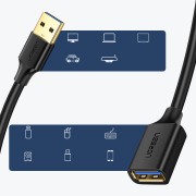 Ugreen USB 3.0 (female) - USB 3.0 (male) cable extension cord 1m black (10368)