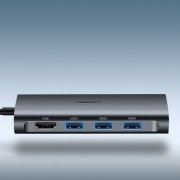 Ugreen USB Typ C HUB 3x USB 3.0 / SD and micro SD card reader / RJ45 1000Mbps network adapter / HDMI / VGA gray (40873)