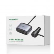 Ugreen USB / USB Type C car charger with splitter 2x car socket gray (CD252 30886)