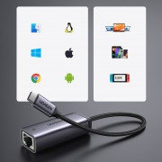 Ugreen external USB Type C network adapter - RJ45 1Gbps (1000Mbps) gray (40322 CM483)