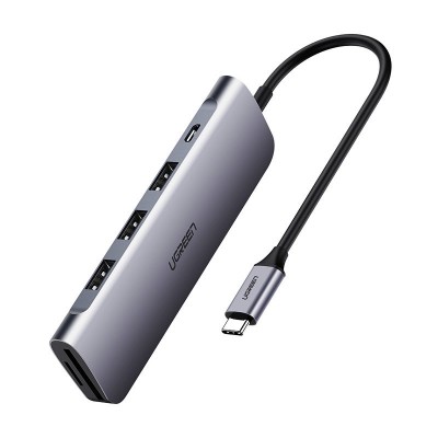 Ugreen multifunctional HUB USB Type C 3.0 Power Delivery 3x USB 3.0 / SD and micro SD card reader gray (50598)