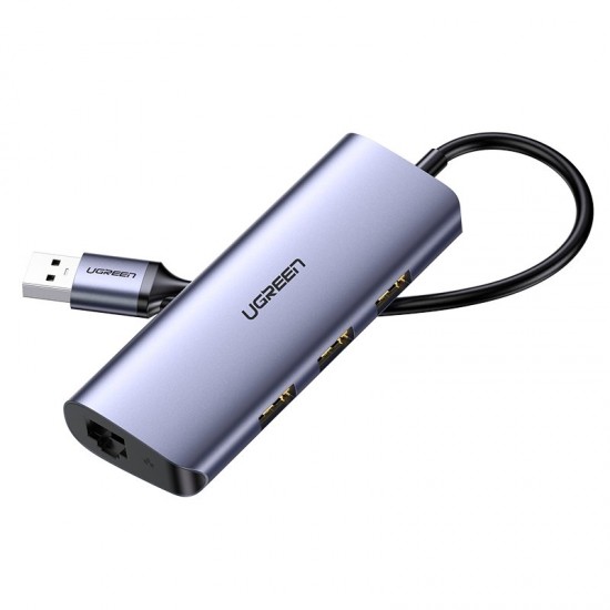 Ugreen multifunctional adapter HUB USB Type C - 3 x USB / Ethernet RJ-45 / micro USB gray (CM252)