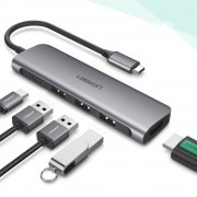 Ugreen multifuncional HUB USB Typ C 3.0 Power Delivery 3x USB 3.0 / HDMI gray (50209)