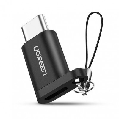 Ugren micro USB to USB Type C adapter with lanyard black and gray (50551)