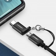Ugren micro USB to USB Type C adapter with lanyard black and gray (50551)