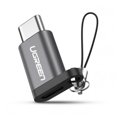 Ugren micro USB to USB Type C adapter with lanyard gray (40945)