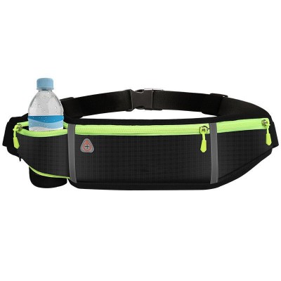 Ultimate reflective stripe Running Belt with headphone outlet 4-pocket Black