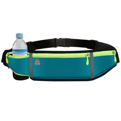 Ultimate reflective stripe Running Belt with headphone outlet 4-pocket Blue