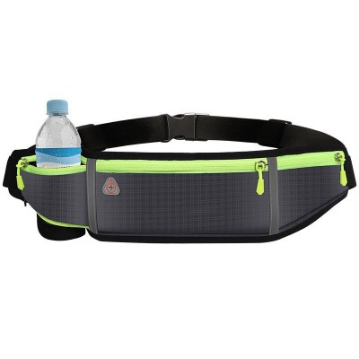 Ultimate reflective stripe Running Belt with headphone outlet 4-pocket Gray