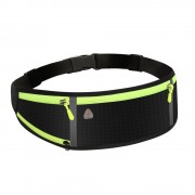 Ultimate reflective stripe Running Belt with headphone outlet 4-pocket Green