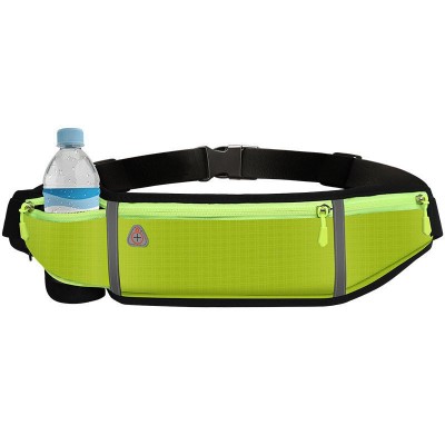 Ultimate reflective stripe Running Belt with headphone outlet 4-pocket Green