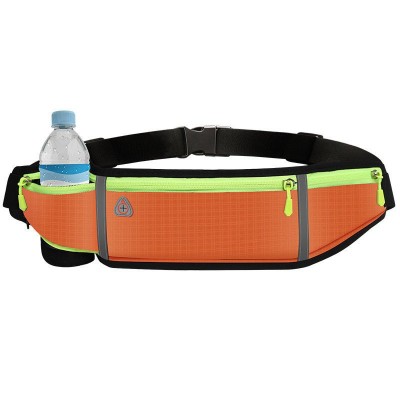 Ultimate reflective stripe Running Belt with headphone outlet 4-pocket Orange