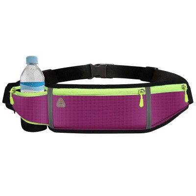 Ultimate reflective stripe Running Belt with headphone outlet 4-pocket Purple