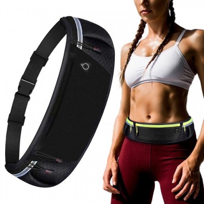 Ultimate reflective stripe Running Belt with headphone outlet black