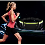 Ultimate reflective stripe Running Belt with headphone outlet green