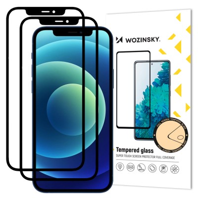 Wozinsky 2x Tempered Glass Full Glue Super Tough Screen Protector Full Coveraged with Frame Case Friendly for iPhone 11 / iPhone XR black
