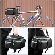 Wozinsky Bicycle Bike Pannier Bag Rear Trunk Bag with Shoulder Strap and Bottle Case 6L black (WBB3BK)