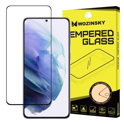 Wozinsky Tempered Glass Full Glue Super Tough Screen Protector Full Coveraged with Frame Case Friendly for Samsung Galaxy S21 5G black