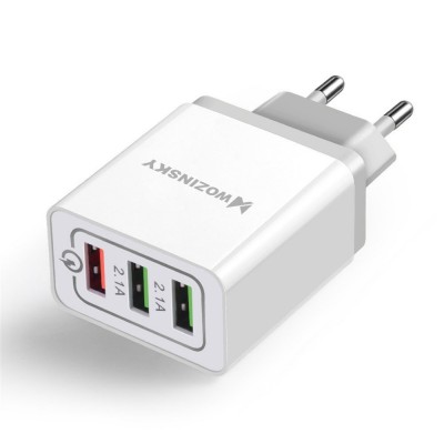 Wozinsky fast wall charger adapter Quick Charge QC 3.0 3x USB 30W white (WWC-01)