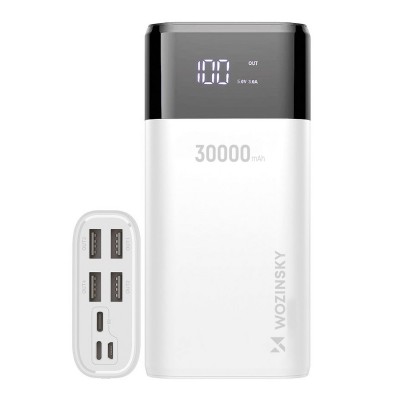 Wozinsky powerbank 30000mAh 4 x USB with LCD display 2 A white (WPB-001WE)