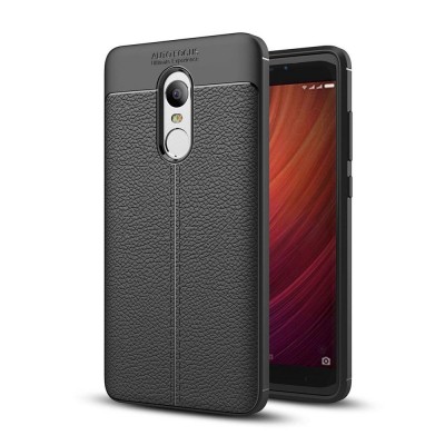 Hurtel Litchi Pattern Flexible Cover TPU Θήκη για Xiaomi Redmi 5 Plus μαύρο