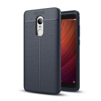 Litchi Pattern Flexible Cover TPU Θήκη για Xiaomi Redmi 5 Plus μπλε