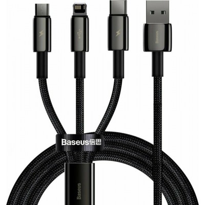 Baseus Tungsten Gold Braided USB to Type-C / Lightning / micro USB Cable 3.5A Μαύρο 1.5m (CAMLTWJ-01)