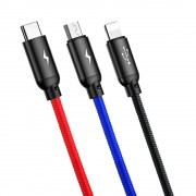 Baseus Three Primary Colors 3in1 USB - micro USB / Lightning / USB-C nylon braided cable 3.5A 1.2M black (CAMLT-BSY01)