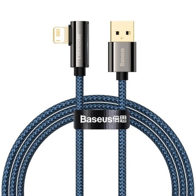 Baseus Legendary angled nylon cable USB - Lightning for gamers 2.4A 1m blue (CACS000003)