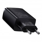 Baseus Φορτιστής Χωρίς Καλώδιο με 2 Θύρες USB-A και Θύρα USB-C 30W Power Delivery Μαύρος (Compact 2U+C)