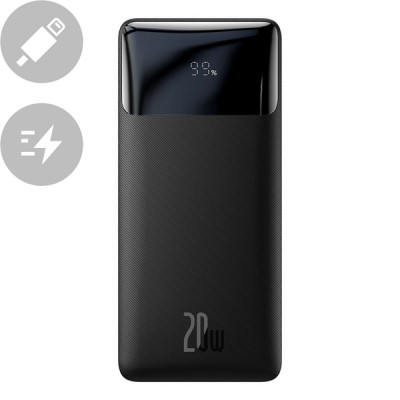 Baseus Bipow Overseas Edition Power Bank 10000mAh 20W με 2 Θύρες USB-A και Θύρα USB-C Μαύρο