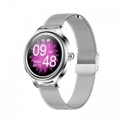 Kumi K3 Women 16mm (1,1'' LED/Bluetooth/Καρδιακοί Παλμοί/Οξύμετρο/IP68 Αδιάβροχο) Ασημί - (03622)