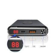 Baseus Wireless Charger Qi Power Bank 10000 mAh 15W USB Type-C PD + Quick Charge 3.0 QC 3.0 Ports black (WXHSD-D01)