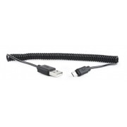 CABLEXPERT COILED MICRO-USB CABLE 1,8m BLACK