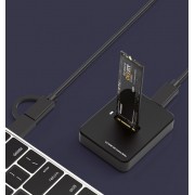 GEMBIRD DESKTOP USB TYPE-C M2 SATA & NVME SSD DRIVE DOCKING STATION BLACK