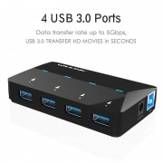 WAVLINK SUPERSPEED USB 3.0 4 PORT HUB WITH EXTRA 2,4A FAST CHARGING PORT