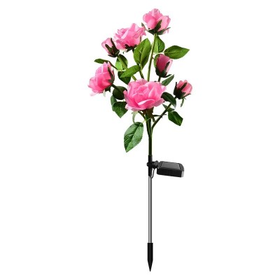 Φωτιζόμενα διακοσμητικά λουλούδια LED με ηλιακό πάνελ - 2pcs - 150289 - Pink